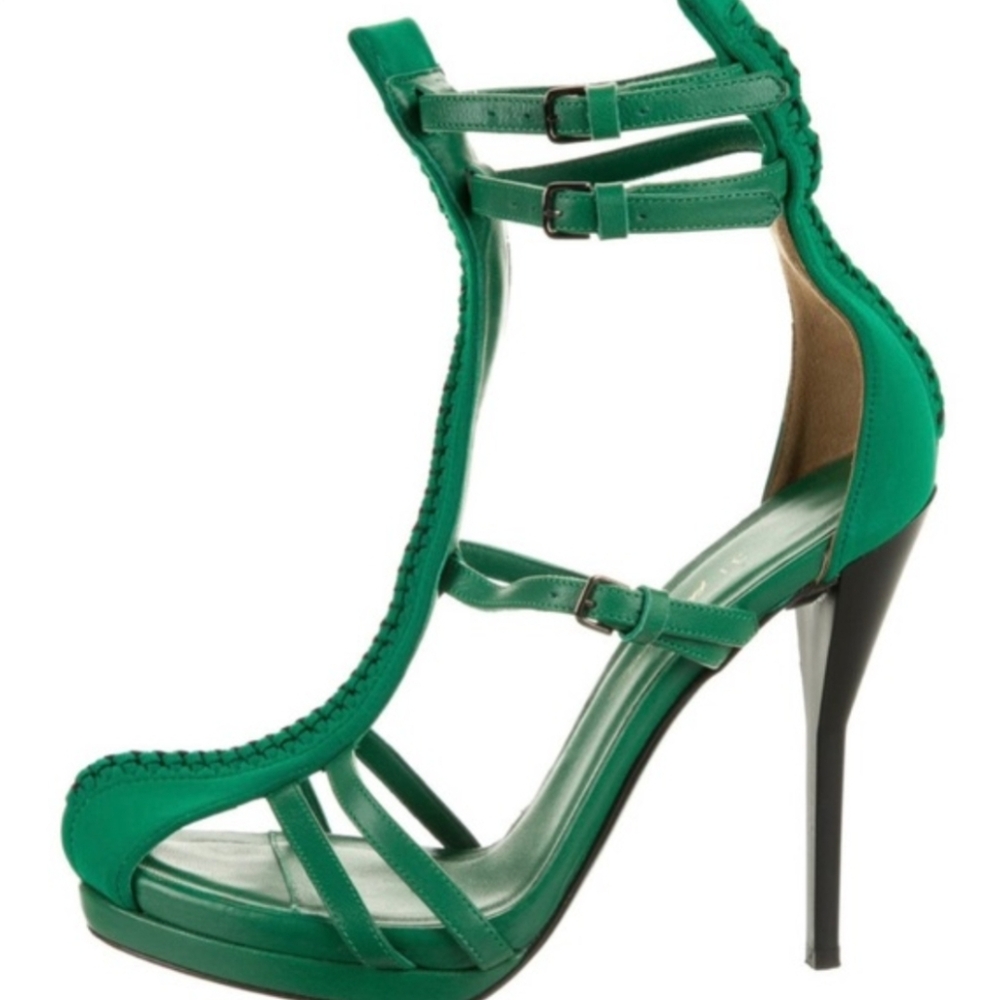 3.1 Phillip Lim Regine T-strap Gladiator Heel Platform Strappy Buckle Leather